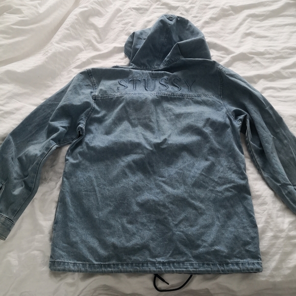 Authentic Stussy Denim Hoodie Anorak Jacket - Picture 8 of 13